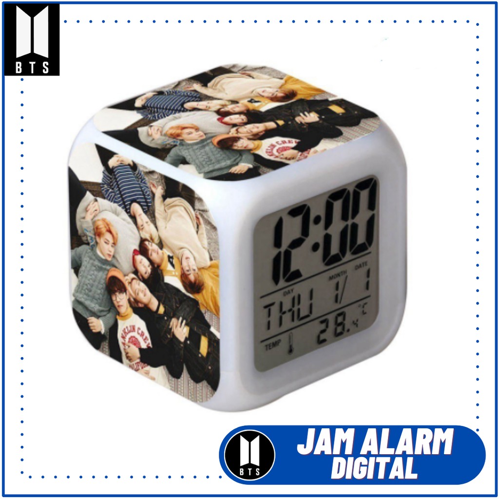 Jam Meja Digital Alarm LED Berubah Warna KPOP Bangtan Boys BT21 BTS Army Jin RJ