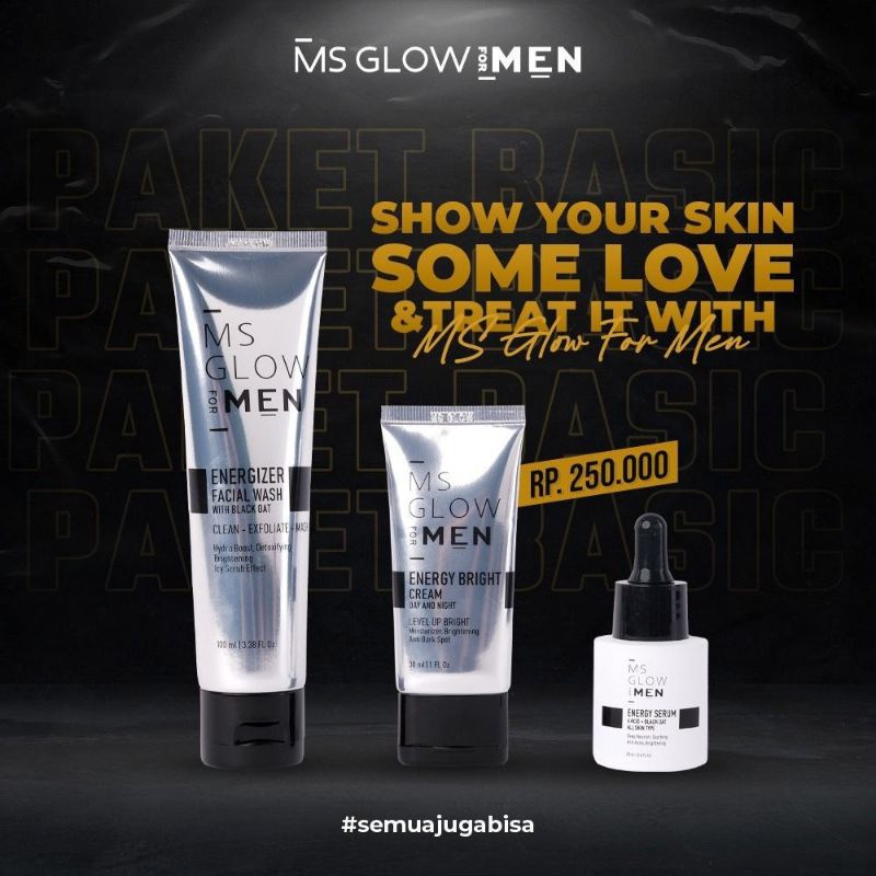 MS GLOW FORMEN PAKET / PAKET MS GLOW FOR MEN / MS GLOW MEN / SKINCARE WAJAH PRIA COWOK / MS GLOW MAN / PENGHILANG FLEK HITAM / PENCERAH WAJAH PRIA BPOM