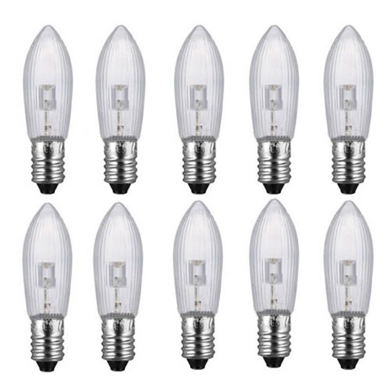 1 / 10 Pcs Bohlam Lampu LED E10 10V-55V AC Warna Warm White Untuk Dekorasi Natal
