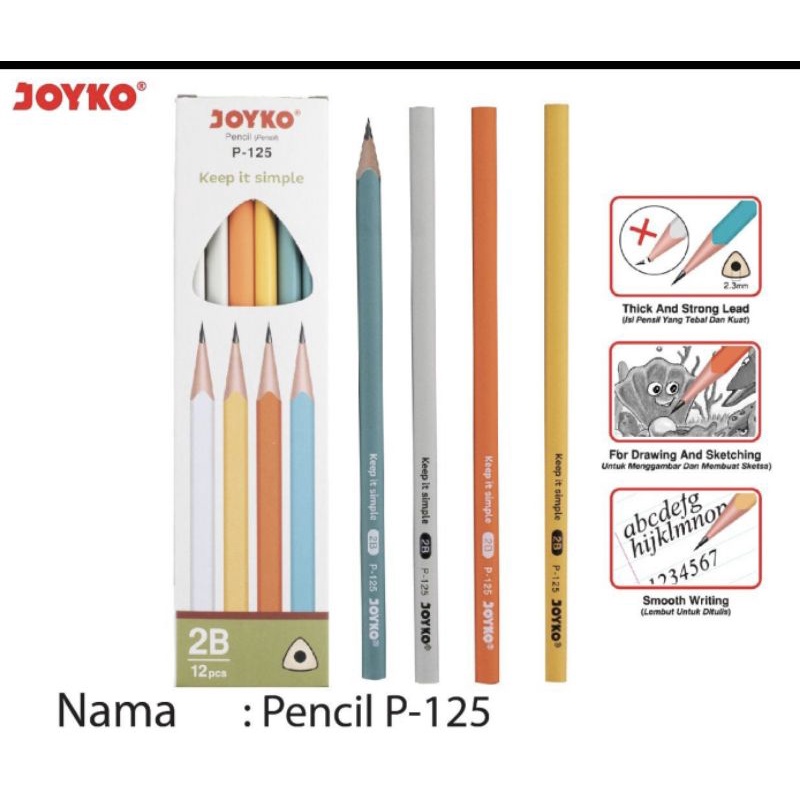 (12pc) pensil Joyko 2B / pensil 2B/2B pencil-P-125