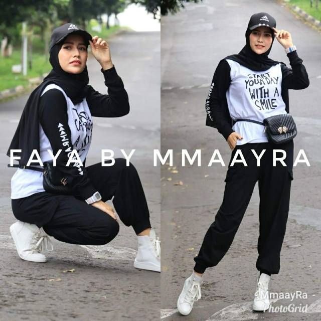 Faya by mmaayra setelan celana kaos gowes jogging ootd