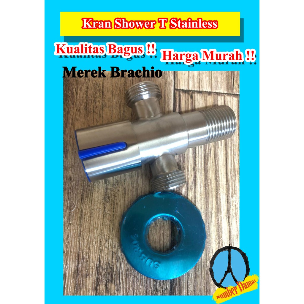 Kran Shower T Stainless/Stop Kran air Cabang T Murah stainless 20152- Kran air Shower keran Tee Doub