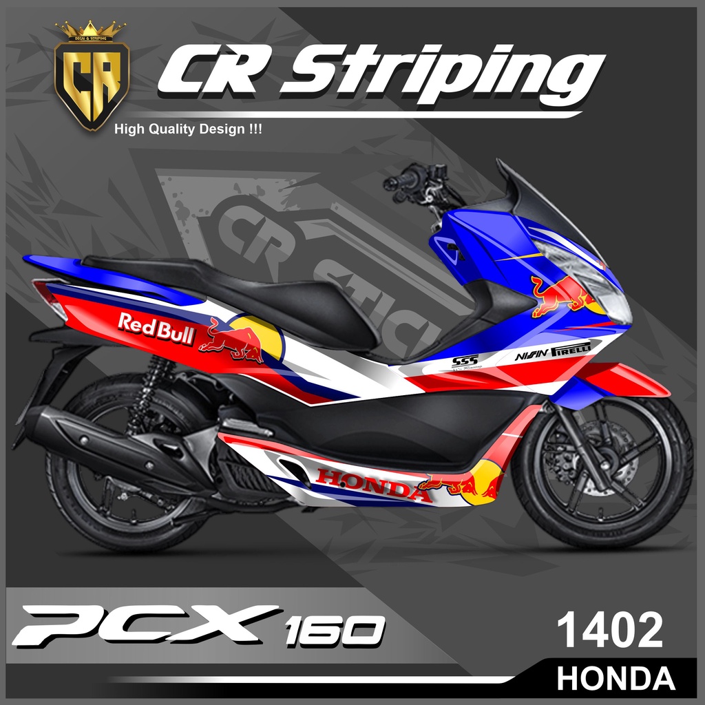 Decal Sticker Honda PCX 160 2021 Fullbody - Dekal PCX 160 New Desain Redbull |CODE 1402