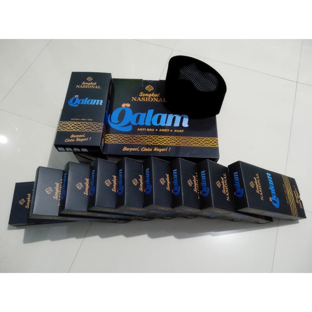 KOPIAH HITAM POLOS AC TEROMPAH PREMIUM | SONGKOK HITAM MODEL AC TEROMPAH MEREK QALAM