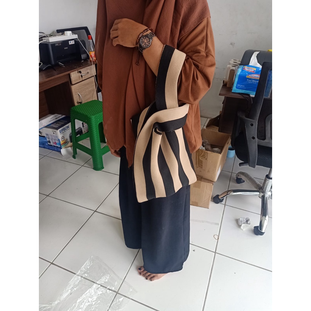 ♫ Megata ♫ TS002 Tote Bag Model Garis rajut tebal korea hand bag fashion korea