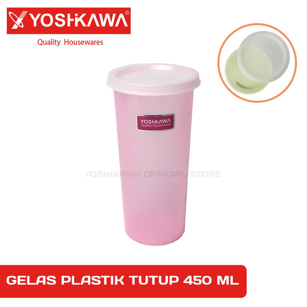 

YOSHIKAWA Gelas Plastik Tutup Botol Minum 450 ML Tumbler Plastik Colourful EVL-M-03