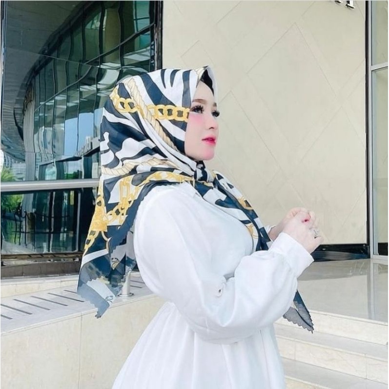 (GRATIS POUCH & KACA CANTIK) Kerudung print motif bunga | hijab segi empat motif | jilbab segi empat