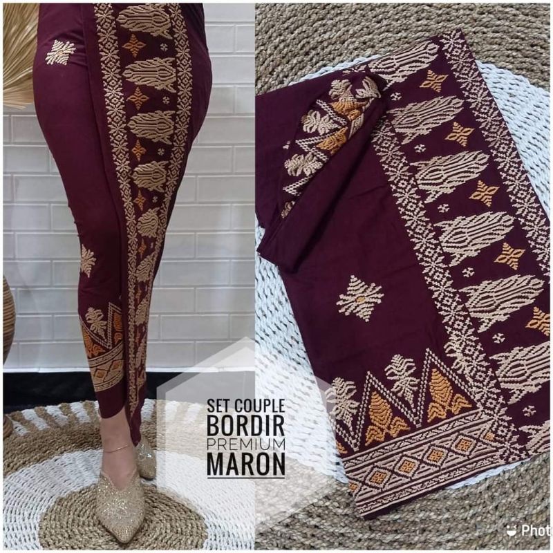 set couple katun endek bordir pinggiran