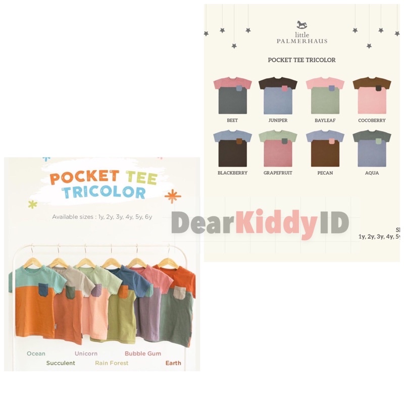 Little Palmerhaus 1y/2y/3y/4y/5y/6y POCKET TEE TRICOLOR Warna Warni / Kaos Anak - GRUP 2