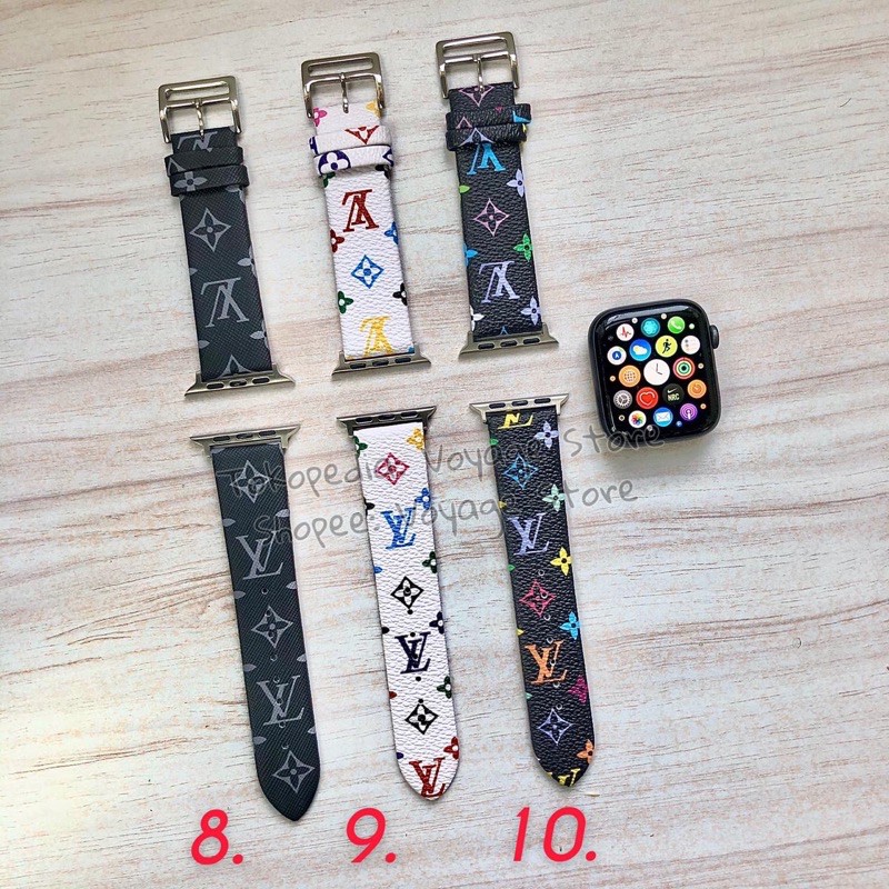 Strap samsung fitbit versa 2 lv pattern kulit leather tali jam 22mm branded lite fashion wanita