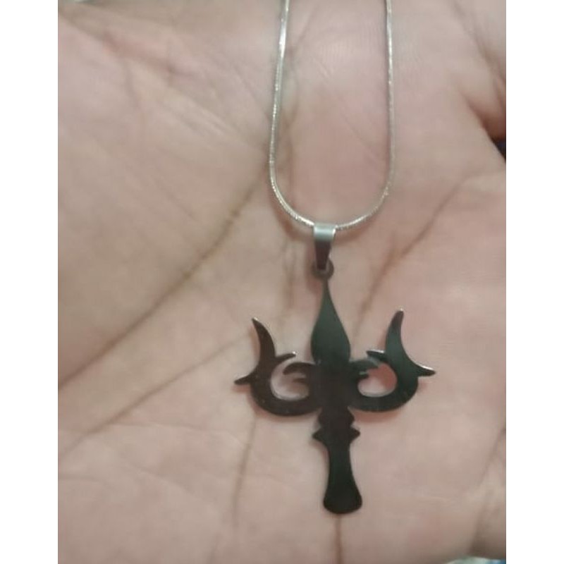 kalung +liontin trisula titanium