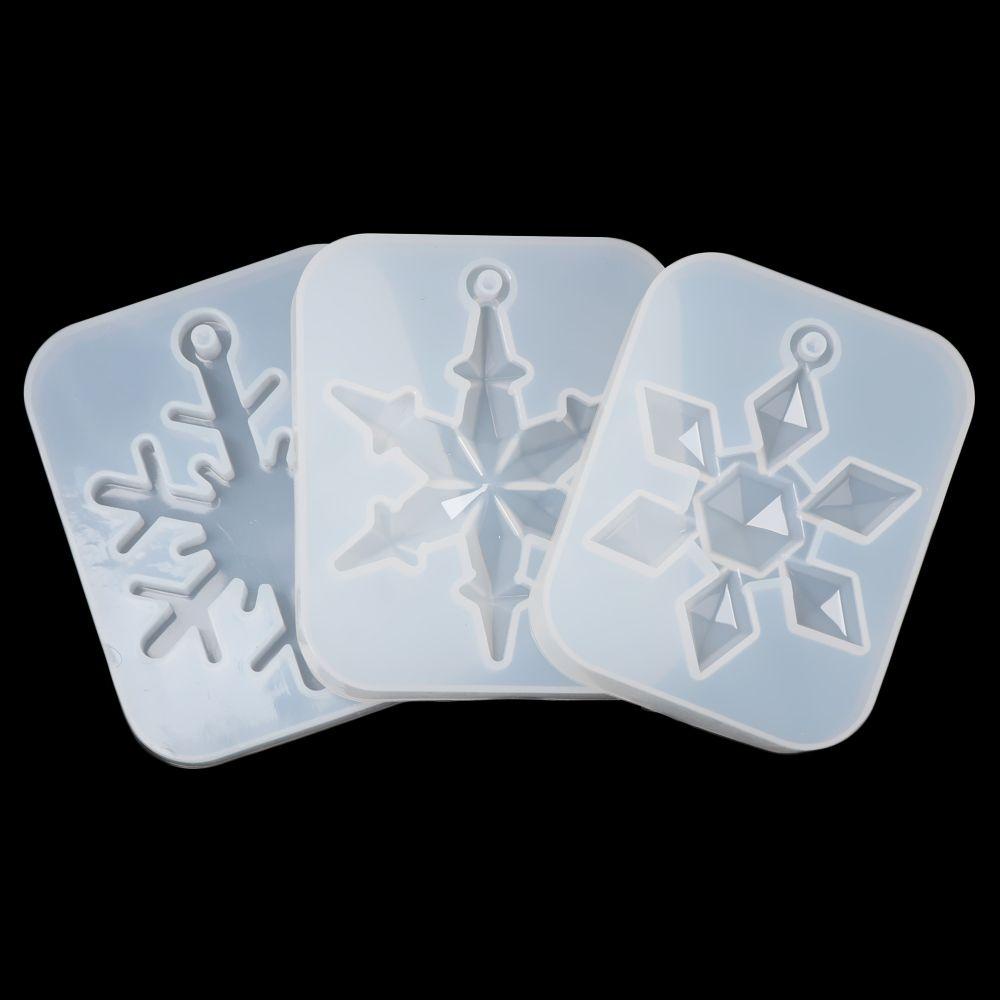 Solighter Cetakan Pengecoran Resin 3D Dropping Glue Snowflake Keychain Mold