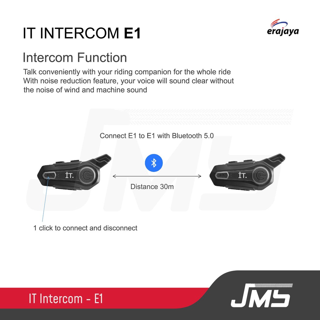IT Intercom Bluetooth Headset E1 - Garansi TAM 15 Bulan - Intercom Helm Termurah ORIGINAL-2