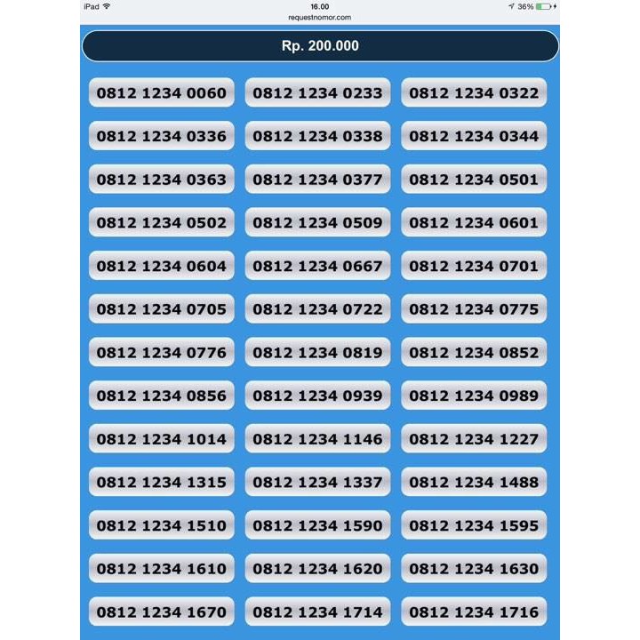 NOMOR CANTIK SIMPATI 0812 1234 XXXX