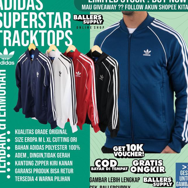 JAKET TRACKTOP ADIDAS SUPERSTAR JAKET ADIDAS SUPERSTAR TRACKTOP ADIDAS - Putih, M