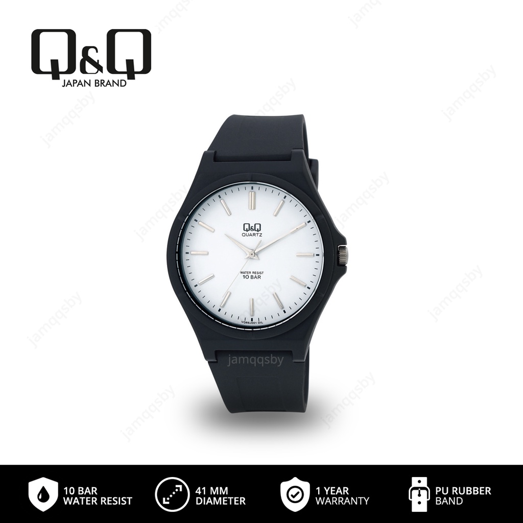Jam Tangan Arloji Analog Casual Q&Q QnQ QQ VQ66 VQ66J Original Tahan Air 10 BAR