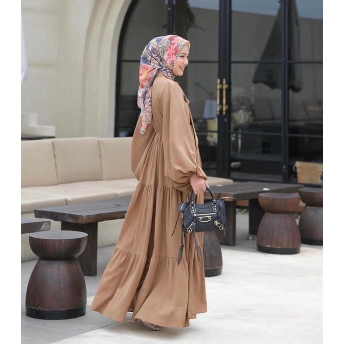 Gamis Blesia Ruffle Maxi Dress Wanita