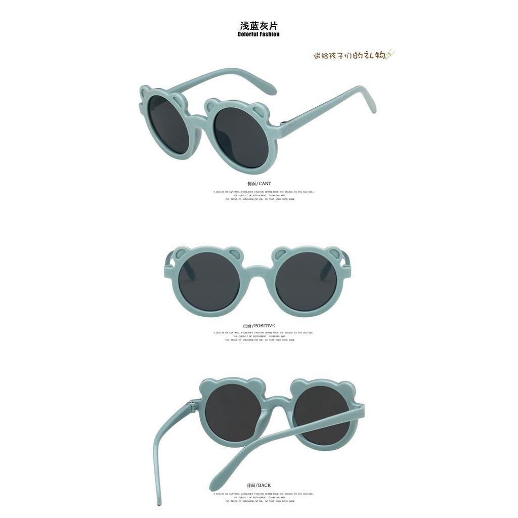 (YUZHU) COD Kacamata Hitam Anak Korea Gaya Kaca Mata Bulat Beruang Cewek Sunglasses