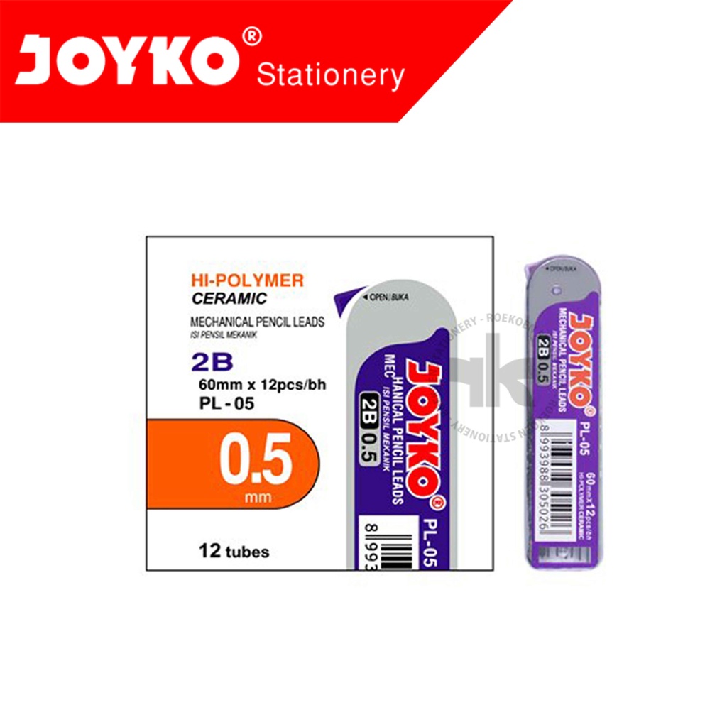 

Joyko Refill Pensil Mekanik Lead 2B 0.5mm PL-05 isi (0.5 x 60mm x 12)
