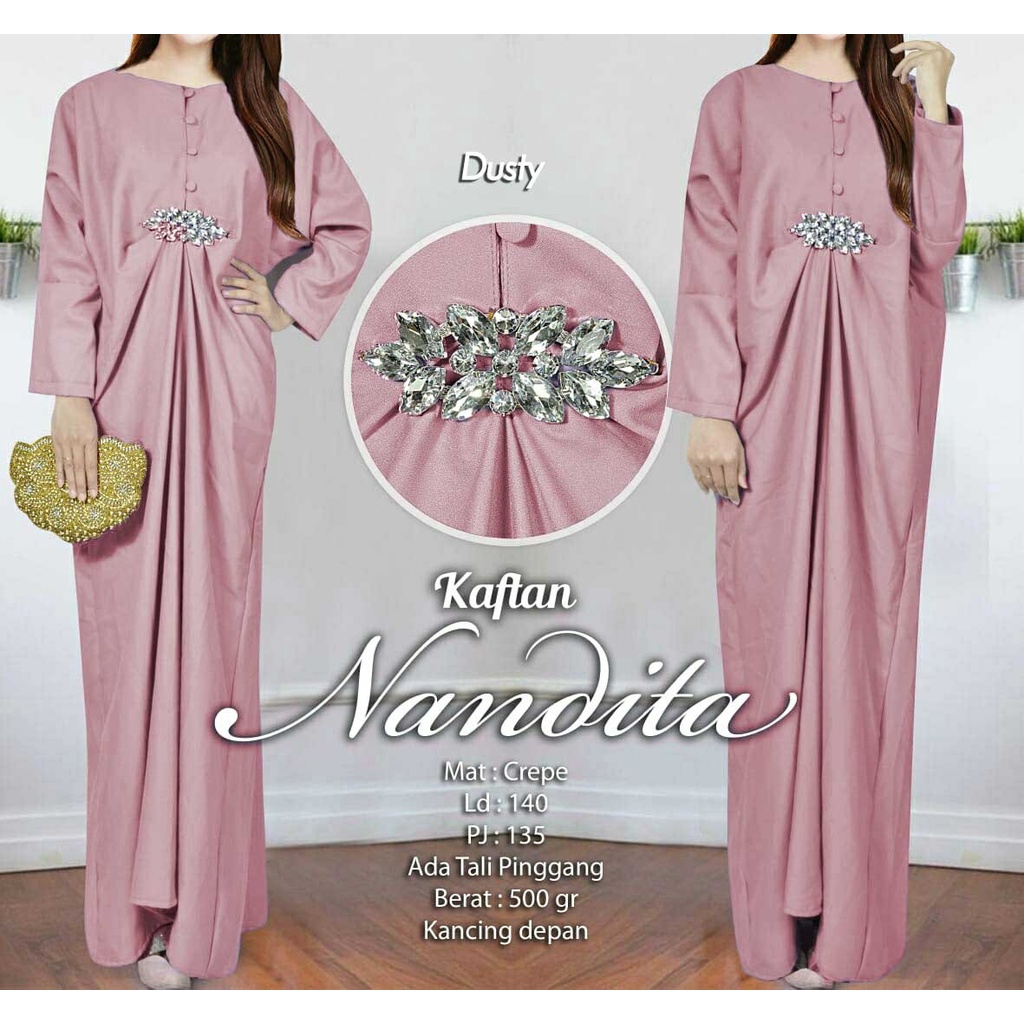 Nandita Kaftan Busui Jumbo New Color Aksesoris Rangkai Diamond