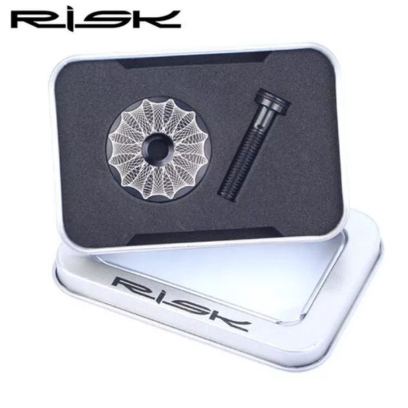 Risk Titanium Cover Stem Sepeda Top Cap Stem Fork Headset Sepeda Hitam