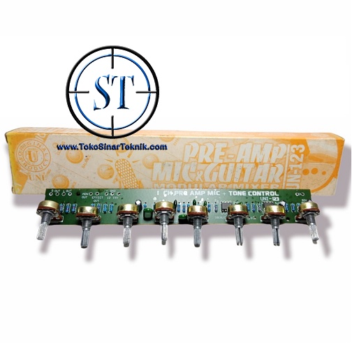 Kit 1 Channel 8 Potensio Pre-Amp 1 CH Pre Amp Dc 12-15V + Mic Guitar Tone Control Modular Mixer 8 Po