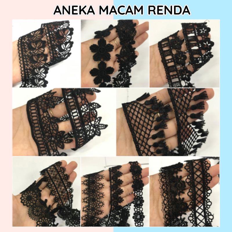 1 METER - RENDA GYPER / RENDA HITAM GYPER / RENDA BORDIR / BROKAT / RENDA BAJU