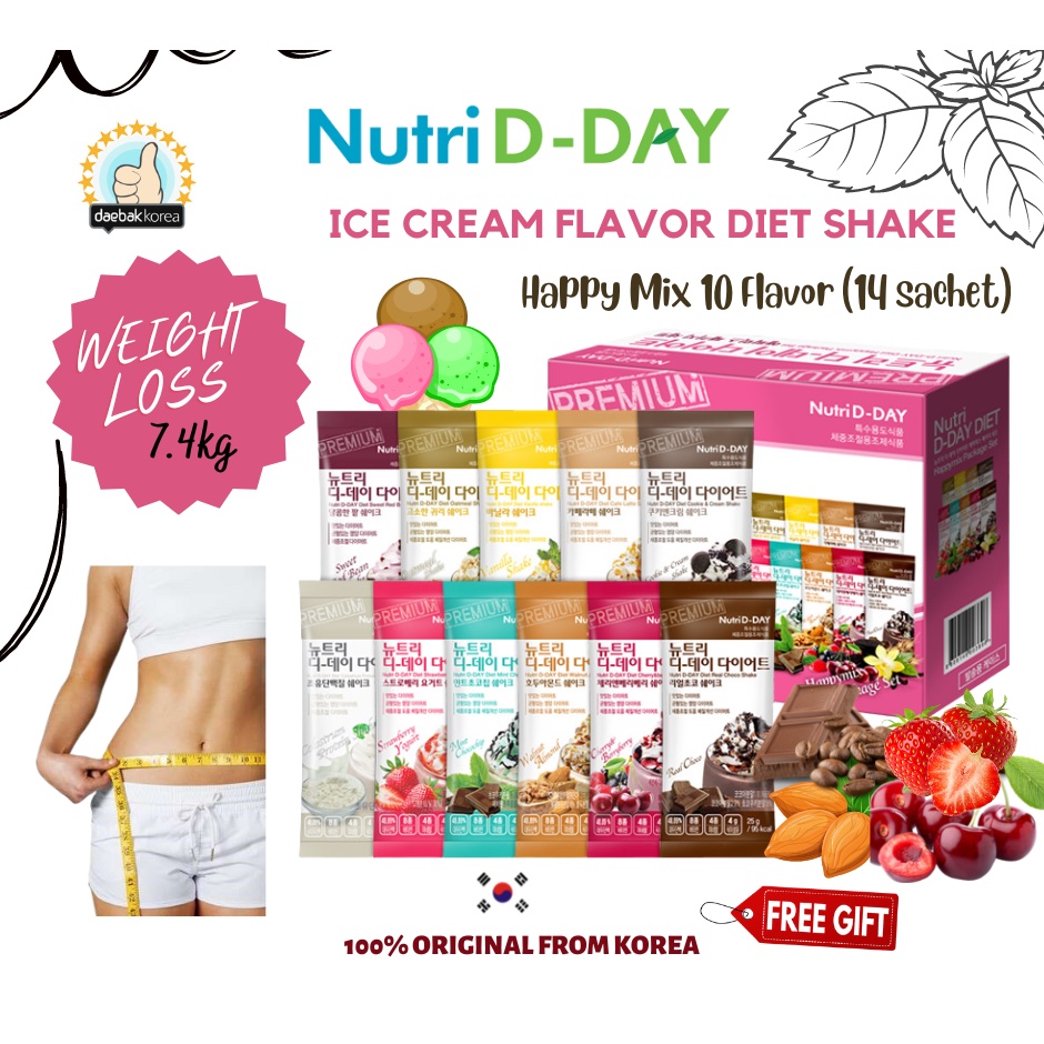 DIET PROTEIN Korea Nutri D Day Ice Cream Flavor Shake Mix isi 14 sachet / Diet Korea