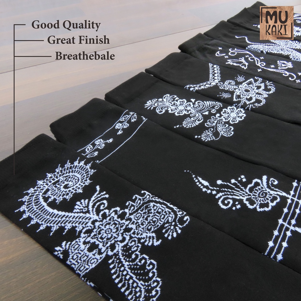 Kaos Kaki Jempol Warna Hitam Motif Henna Nylon Premium Mukaki