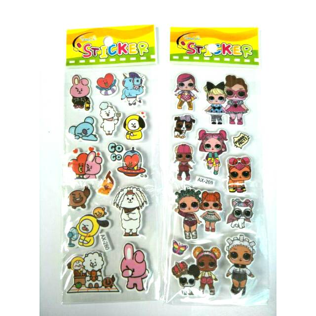 Stiker Timbul 16x6 cm Karakter Lucu Gambar Random Stickers Murah Banget