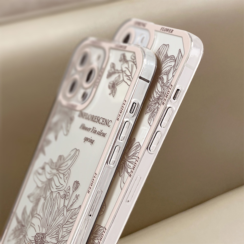 Soft Case Pelindung Lensa Kamera Shockproof Motif Bunga Untuk iPhone 13 Pro Max 11 12 Pro X XS Max 7 8 Plus SE 2020