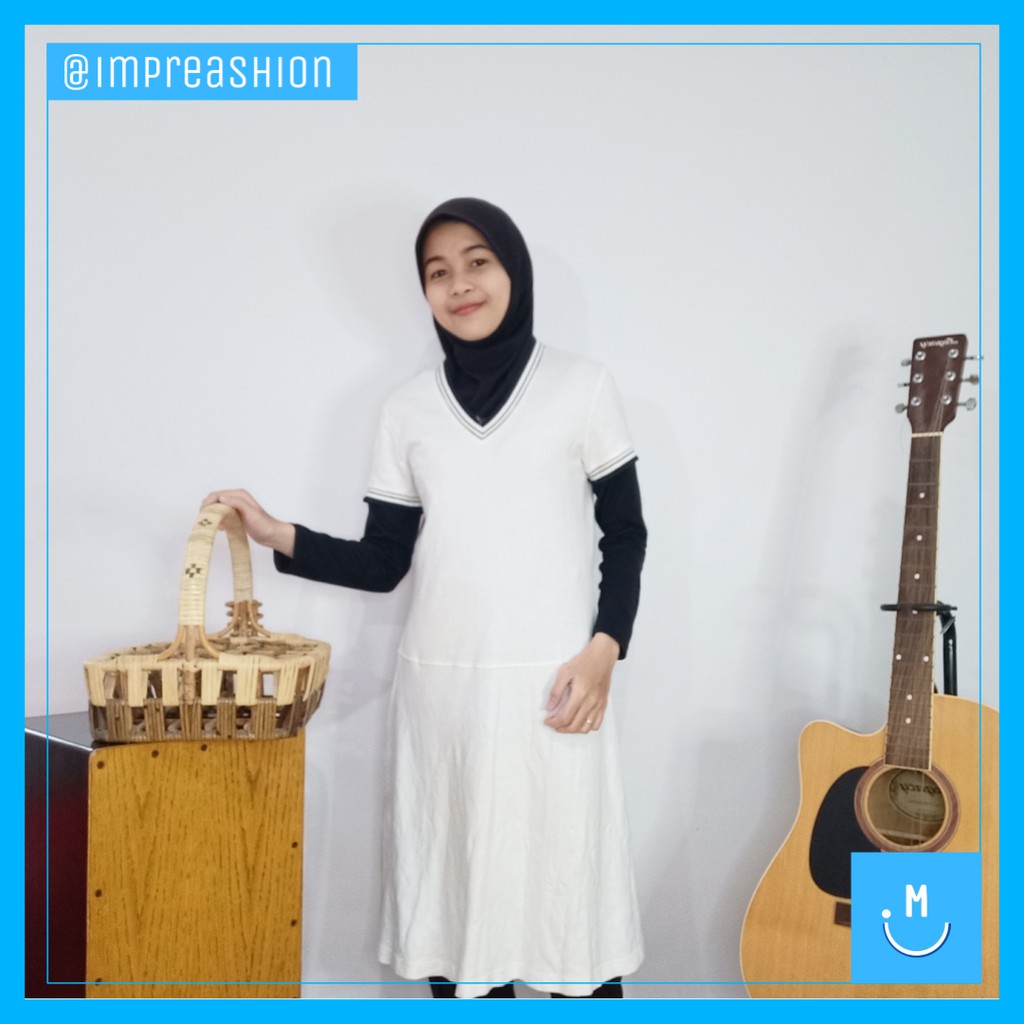 Mini Dress DKNY Essentials Putih Fashion Wanita