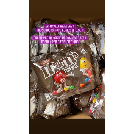 

M&M Milk Chocolate Funsize Fun Size M&M’s Milk Chocolate Candies Pieces Coklat M&M Warna Warni