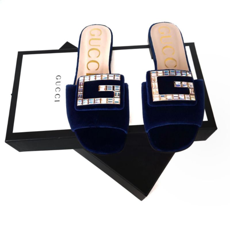 Sandal Gucci Velvet Blue Original