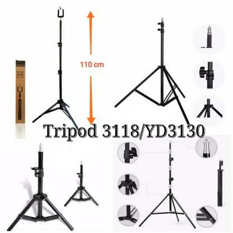 Tripod 2.1m Tripod 3130/3118 1Meter untuk lampu Ringlight handphone thermometer kamera