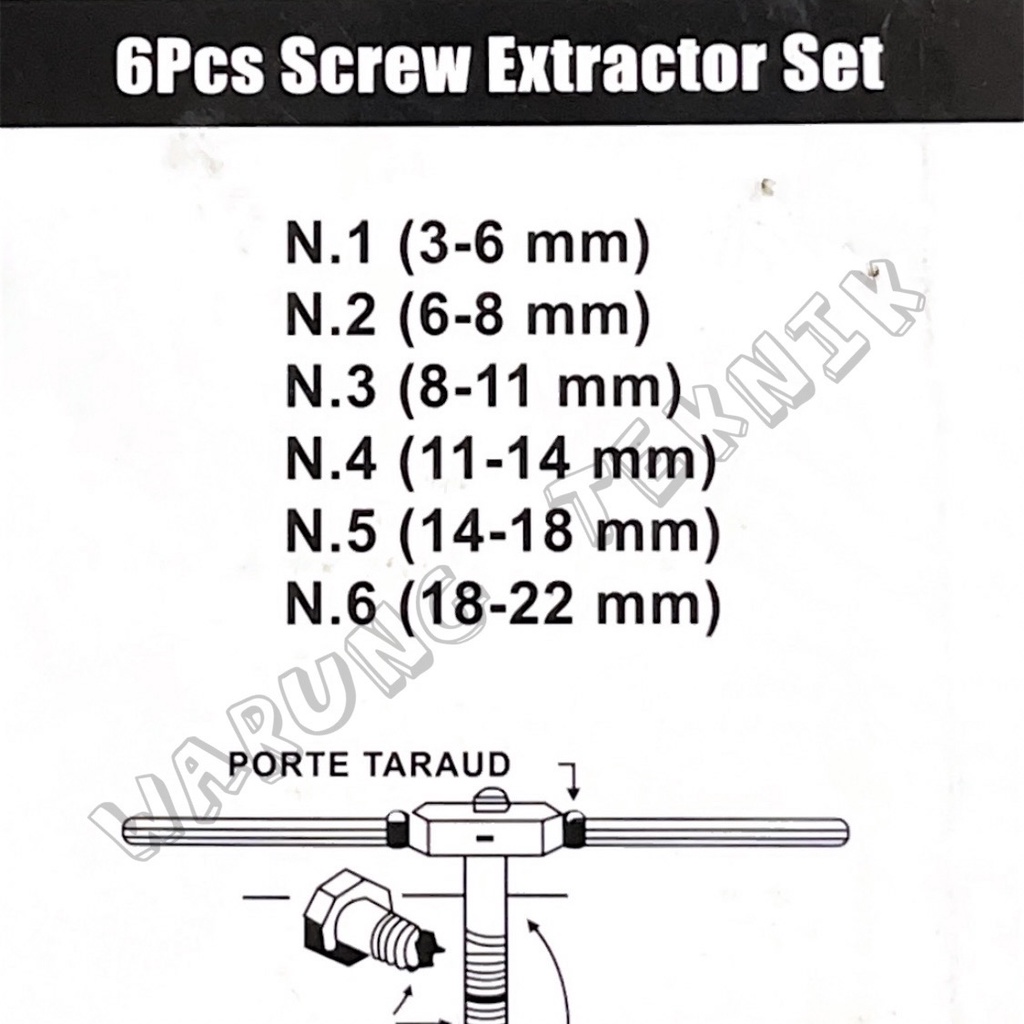 MAXPRO 6PCS SCREW EXTRACTOR SET TAP BALIK UNTUK BAUT PATAH 3 - 22 MM