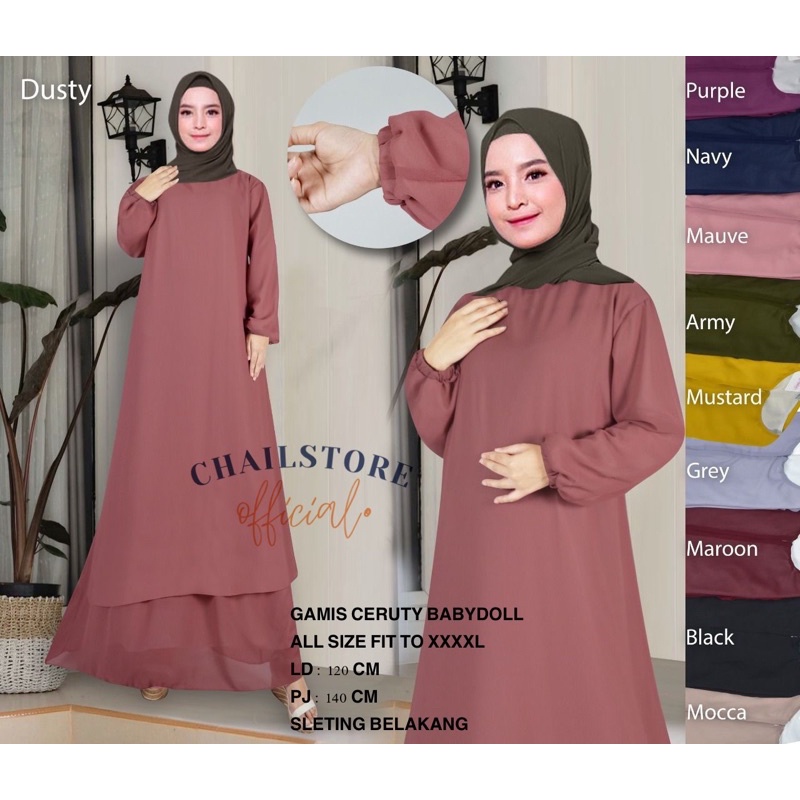 GAMIS CERUTY BABYDOLL - SIZE 5L XXXL XXL XL L M S /  maxy dress / JUMBO / gaun muslimah