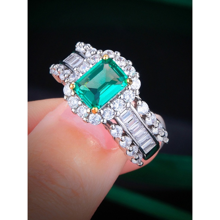 Cincin Pernikahan Minimalis Elegan Unik Dengan Zircon Warna Hijau Untuk Wanita