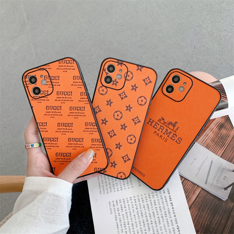 Deerskin orange tide brand logo case iphone 12 pro max 12mini 11pro max Xs max XR 7/8/se2020 7plus/8plus all-inclusive anti-fall protective cover casing iphone