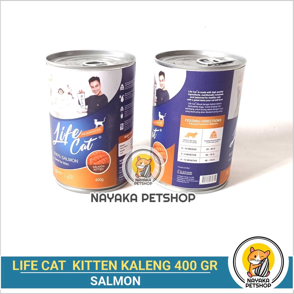 Life Cat Kaleng Kitten Salmon 400 gr Makanan Anak Kucing Basah Pakan Cat Wet Food Lifecat