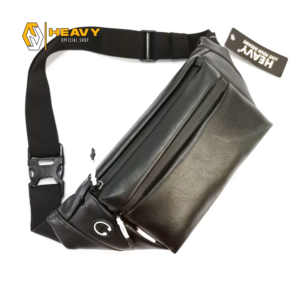 Tas Heavy Waistbag PU. Leather | Tas Pinggang Pria / Wanita | Tas Waistbag Cowok