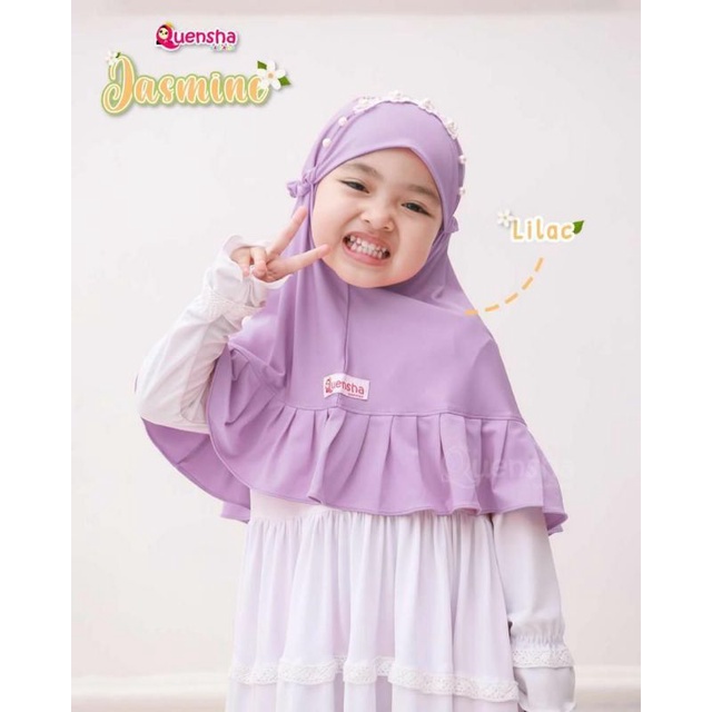 Jilbab Anak Hijab Jasmine Mutiara Rampel Tali Karet Original by Quensha