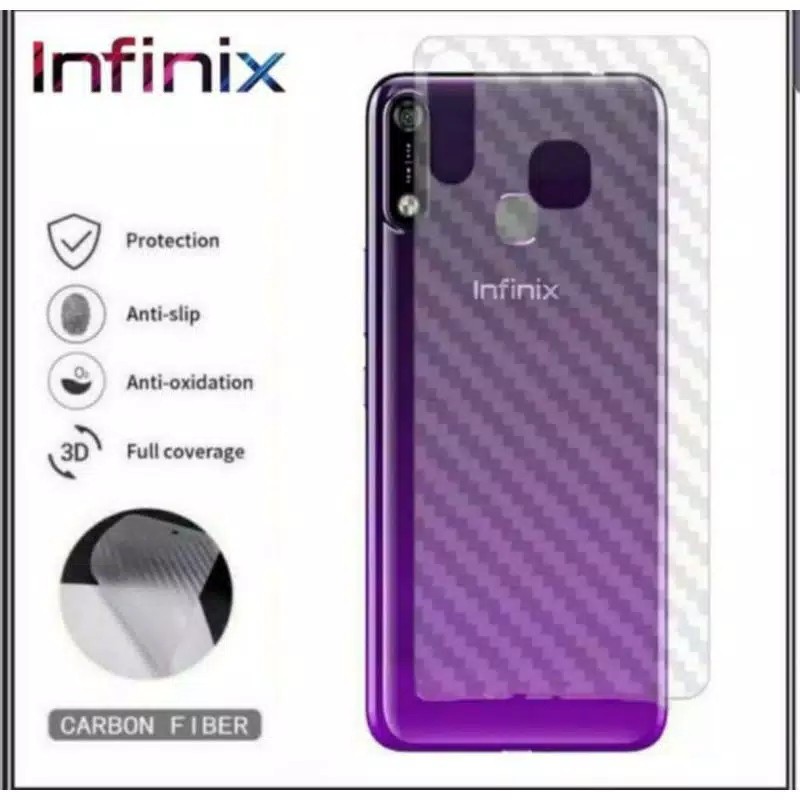 Skin Carbon Sticker Infinix Smart 4,S5 Back Screen Protector Transparant