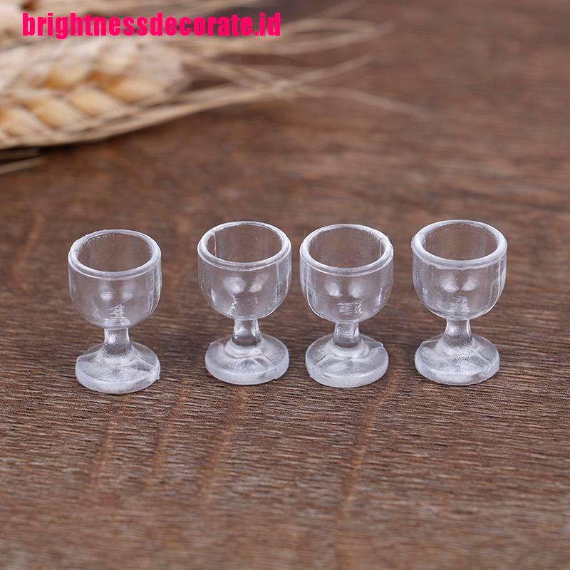 Brightid 4pcs Miniatur Gelas Goblet Wine Aksesoris Dapur Rumah Boneka 1: 12