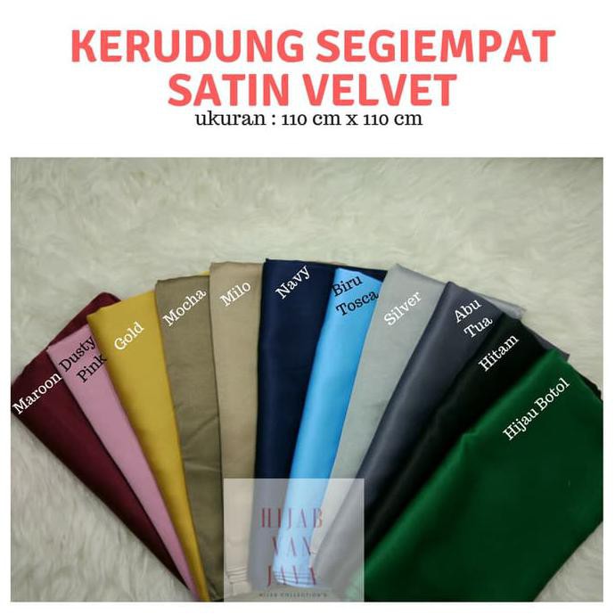 Murah Jilbab Kerudung Segiempat Satin Velvet Polos - Hitam
