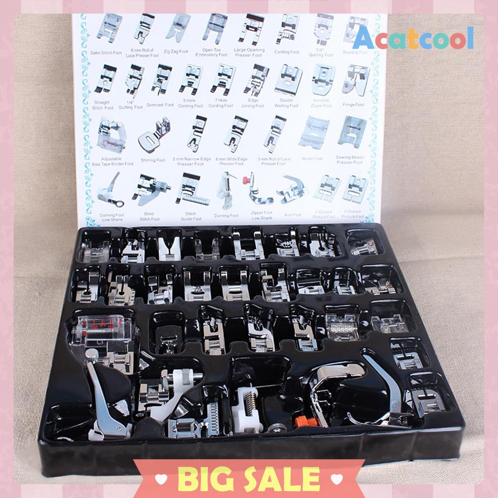 32 PCS Domestic Sewing Machine Foot Feet Snap On For Brother Singer Set