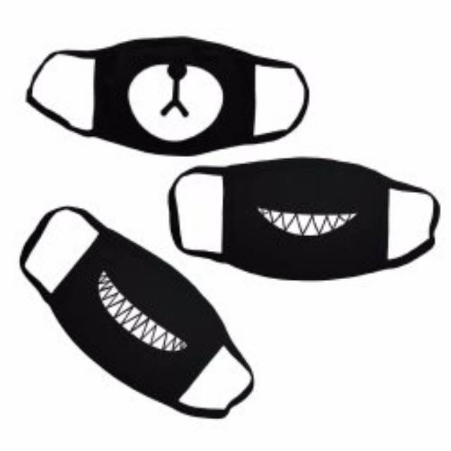 Masker EMOJI Korea emoticon Hitam idol K-POP KPOP fashion mask IMPORT