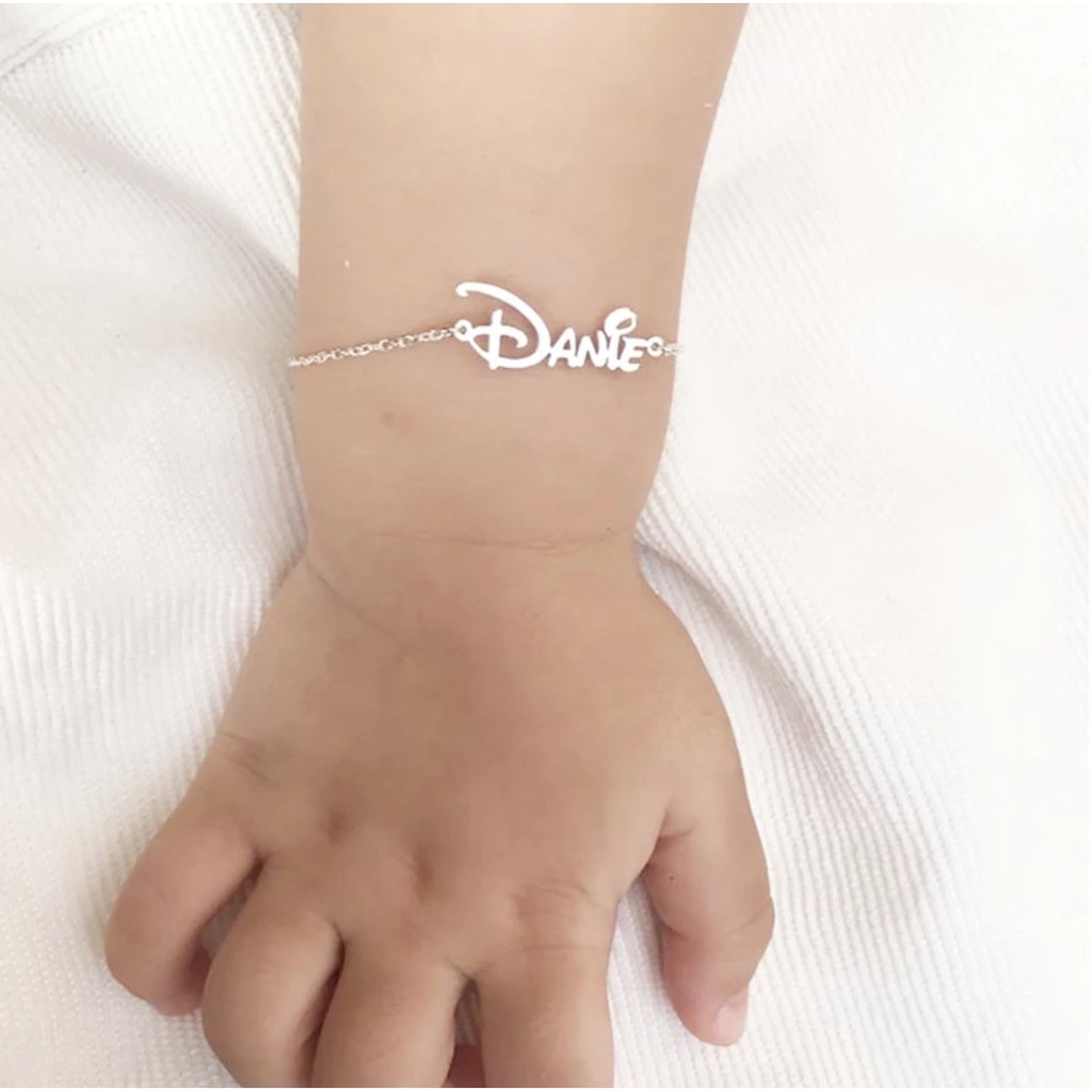 Bracelet korea custom gelang nama perak silver titanium anti karat lapis emas wanita aksesoris cewek