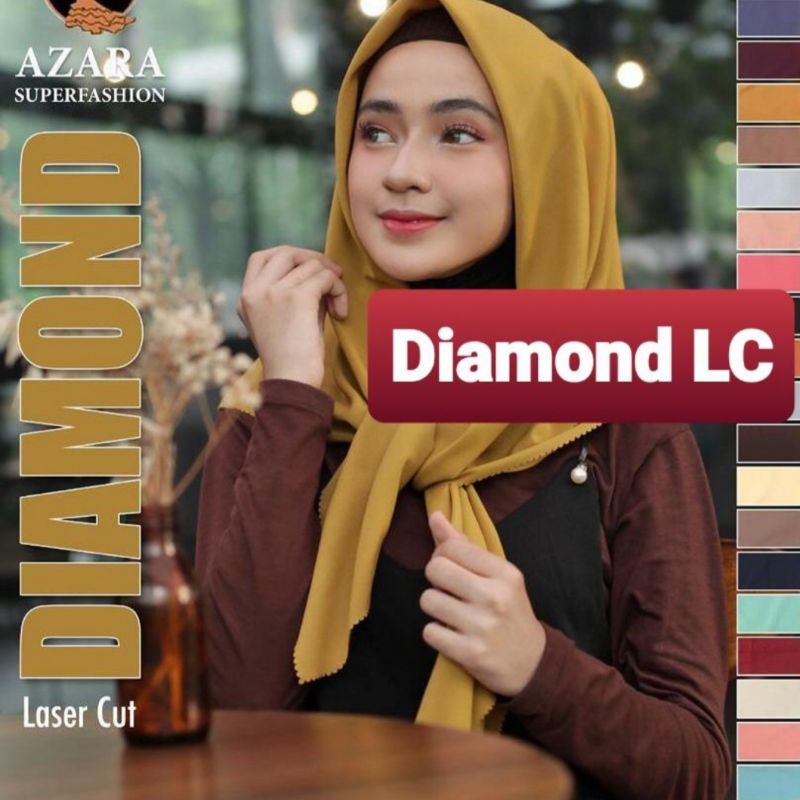 MURAH ! HIJAB DIAMOND LC BAHAN DIAMOND CREPE PREMIUM AZARA LASER CUT JILBAB KERUDUNG SEGI EMPAT