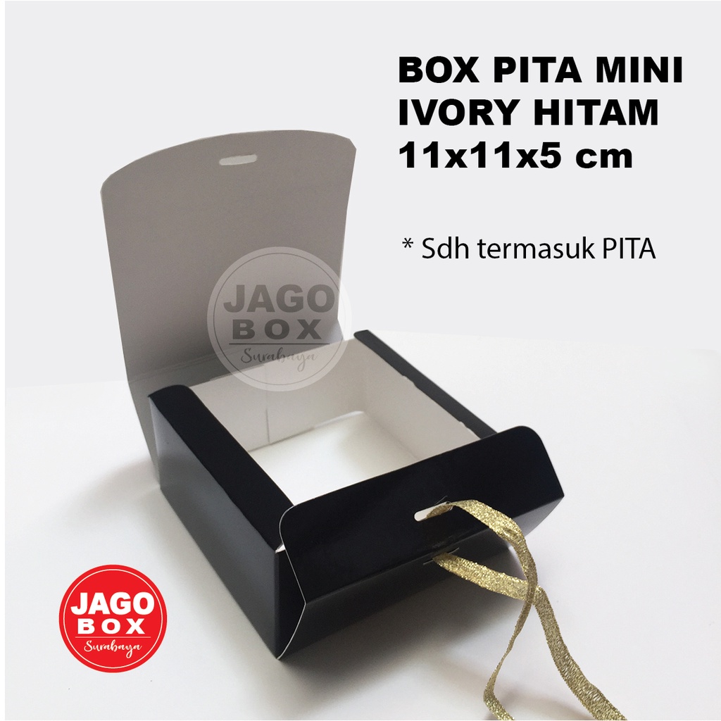 KOTAK / BOX GIFT / HADIAH SOUVENIR PITA MINI 11x11x5 cm HITAM